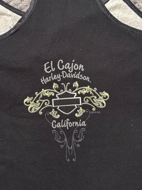 Harley-Davidson Black Tank Top with Orange 'Genuine' Script - Picture 2 of 3